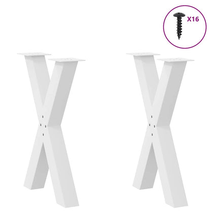 Gambe per tavolo da pranzo forma X 2 pz bianche 60x(72-73) cm