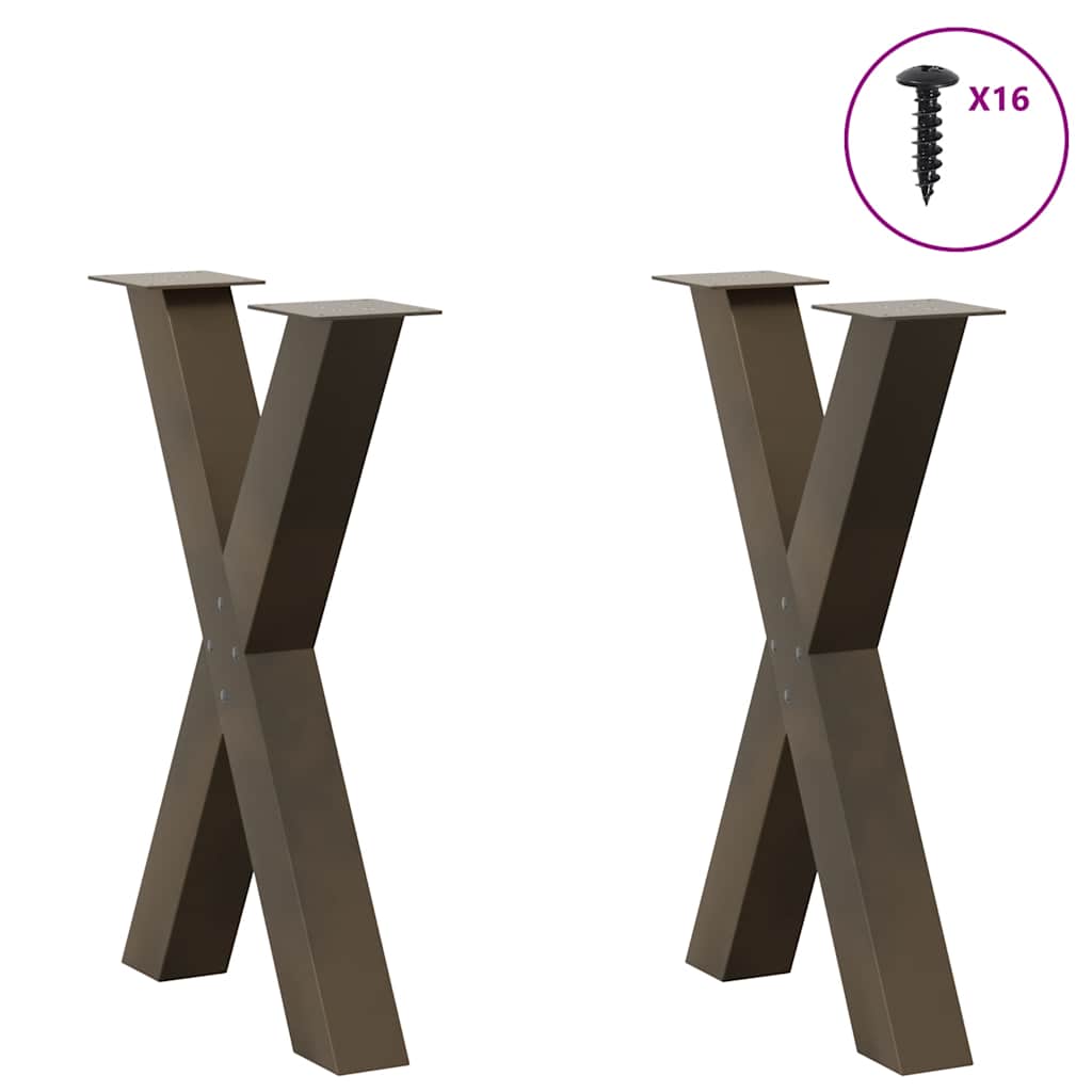 Gambe per tavolo da pranzo forma X 2 pz naturale 60x(72-73) cm