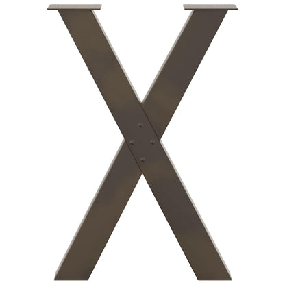 Gambe per tavolo da pranzo a forma di X 2 pz in acciaio naturale 60x(72-73) cm