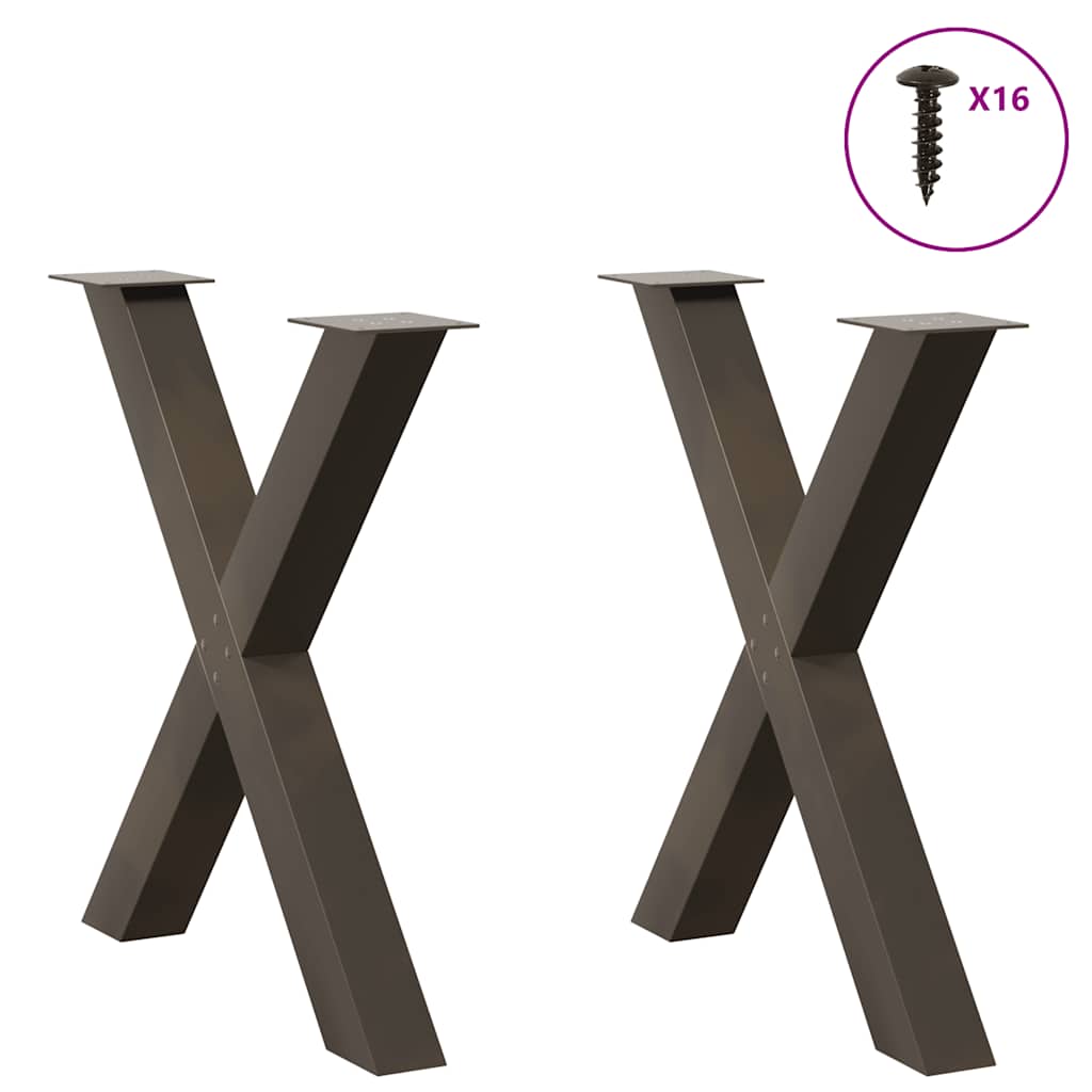 Gambe per tavolo da pranzo forma X 2 pz naturale 70x(72-73) cm