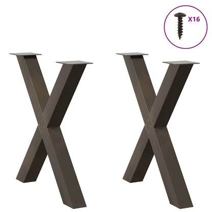 Gambe per tavolo da pranzo forma X 2 pz naturale 70x(72-73) cm
