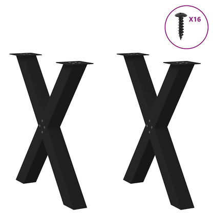 Gambe per tavolo da pranzo a forma di X 2 pz nere 80x(72-73) cm