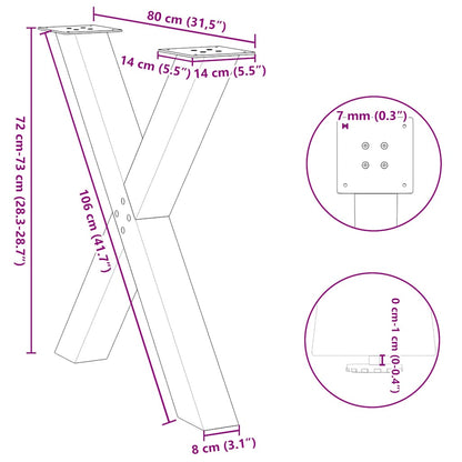 Gambe Tavolo Pranzo a Forma X 2 pz Bianco 80x(72-73) cm Acciaio