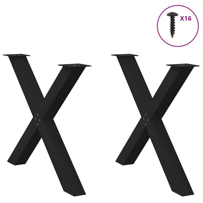 Gambe per tavolo da pranzo a forma di X 2 pz nere 90x(72-73)