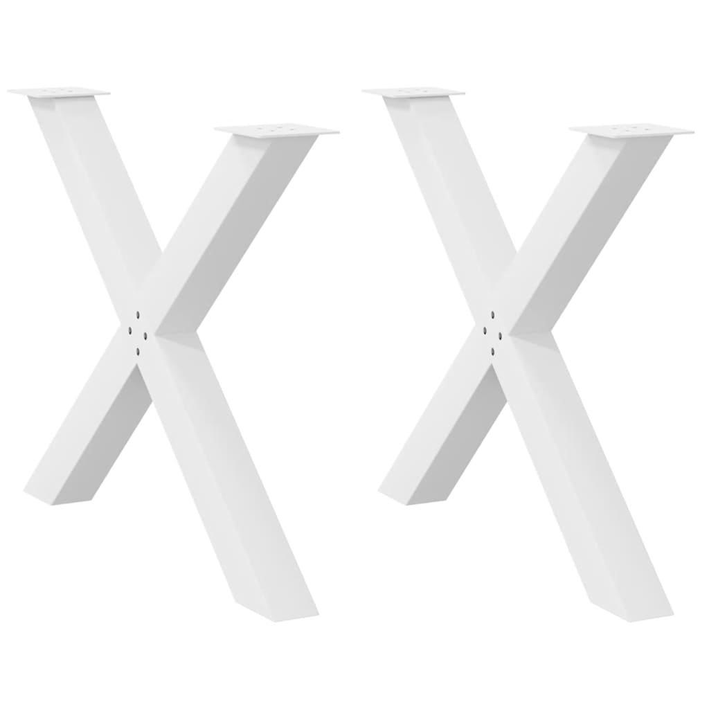 Gambe per tavolo da pranzo forma X 2 pz bianche 90x(72-73) cm