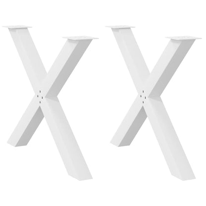 Gambe per tavolo da pranzo forma X 2 pz bianche 90x(72-73) cm