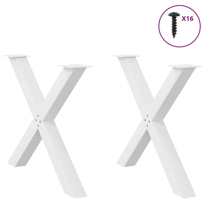 Gambe per tavolo da pranzo forma X 2 pz bianche 90x(72-73) cm
