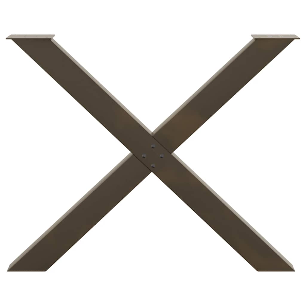 Gambe per tavolo da pranzo a forma di X 2 pz in acciaio naturale 90x(72-73) cm - homemem39