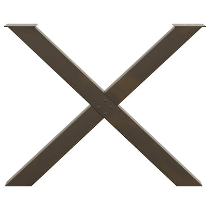 Gambe per tavolo da pranzo a forma di X 2 pz in acciaio naturale 90x(72-73) cm - homemem39