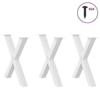 Gambe per tavolo da pranzo forma X 3 pz bianche 70x(72-73) cm