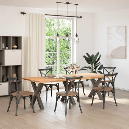 Gambe per tavolo da pranzo a forma di X 3 pz in acciaio naturale 70x(72-73) cm - homemem39