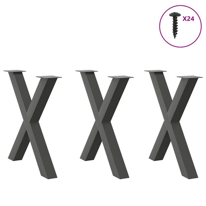 Gambe per tavolo da pranzo forma X 3 pz Antracite 80x(72-73) cm
