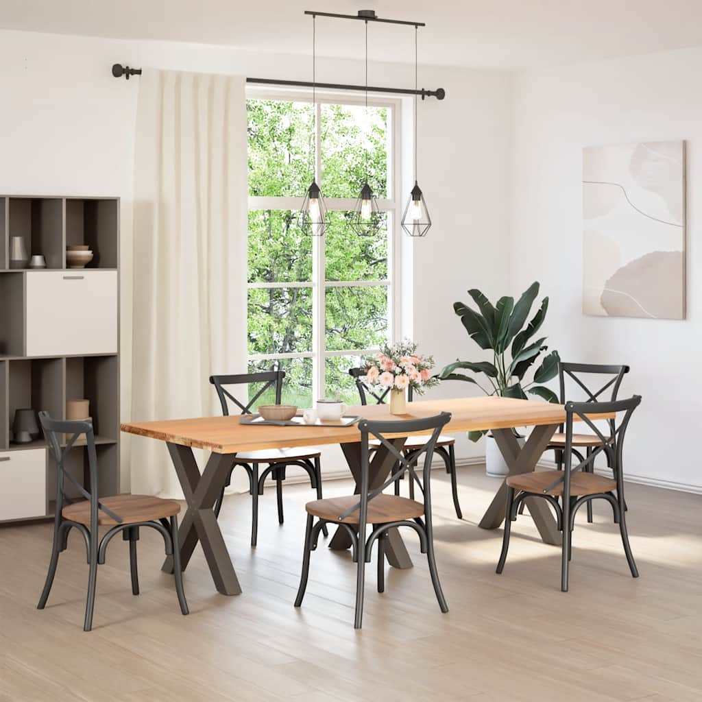 Gambe per tavolo da pranzo a forma di X 3 pz in acciaio naturale 80x(72-73) cm - homemem39