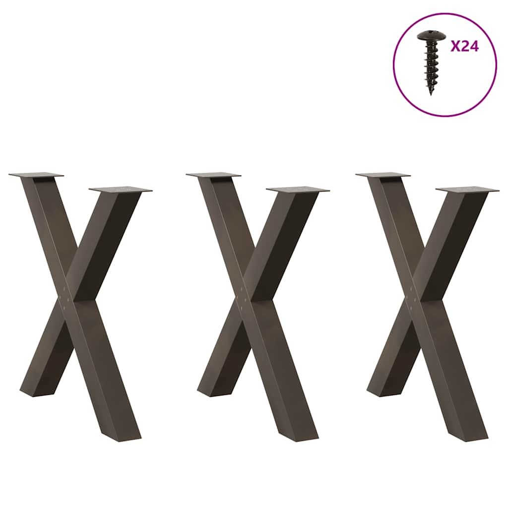 Gambe per tavolo da pranzo forma X 3 pz naturale 80x(72-73) cm
