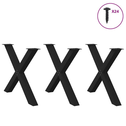 Gambe per tavolo da pranzo a forma di X 3 pz nere 90x(72-73) cm