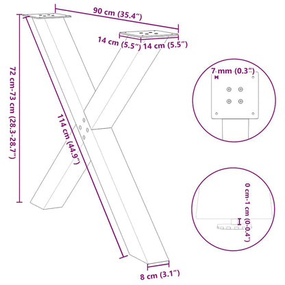 Gambe per tavolo da pranzo a forma di X 3 pz nere 90x(72-73) cm