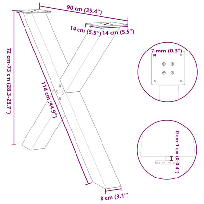 Gambe per tavolo da pranzo forma X 3 pz Antracite 90x(72-73) cm