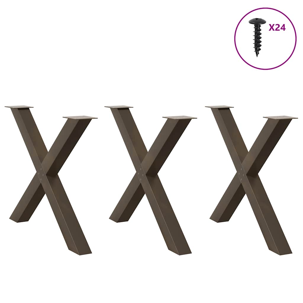 Gambe per tavolo da pranzo forma X 3 pz naturale 90x(72-73) cm