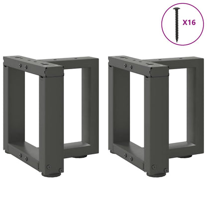 Gambe Tavolino Caffè a T 2 pz Antracite 30x25x(30-31)cm Acciaio