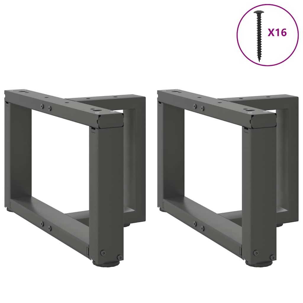 Gambe Tavolino da Caffè forma T 2 pz Antracite 50x25x(30-31) cm