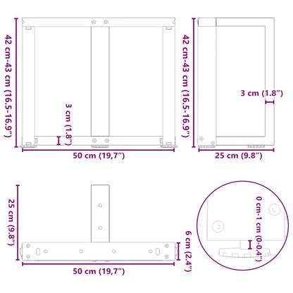 Gambe Tavolino da Caffè a T 2 pz Nero 50x25x(42-43) cm Acciaio