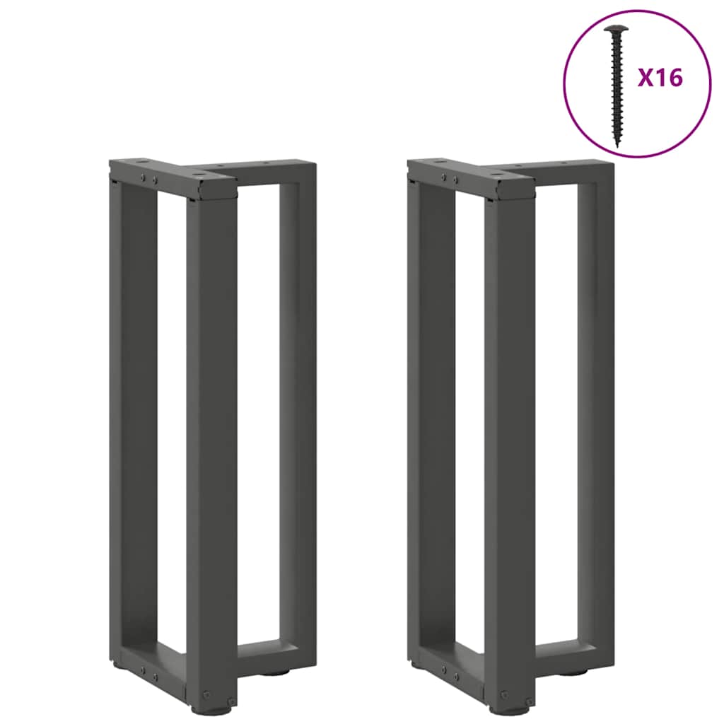 Gambe per tavolo consolle a T 2 pz Antracite 38x25x(72-73) cm