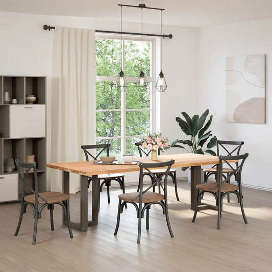 Gambe per tavolo da pranzo a forma di T 2 pz nere 60x35x(72-73) cm in acciaio | homemem39