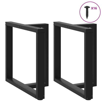 Gambe Tavolo Pranzo a Forma T 2pz Nero 70x35x(72-73)cm Acciaio