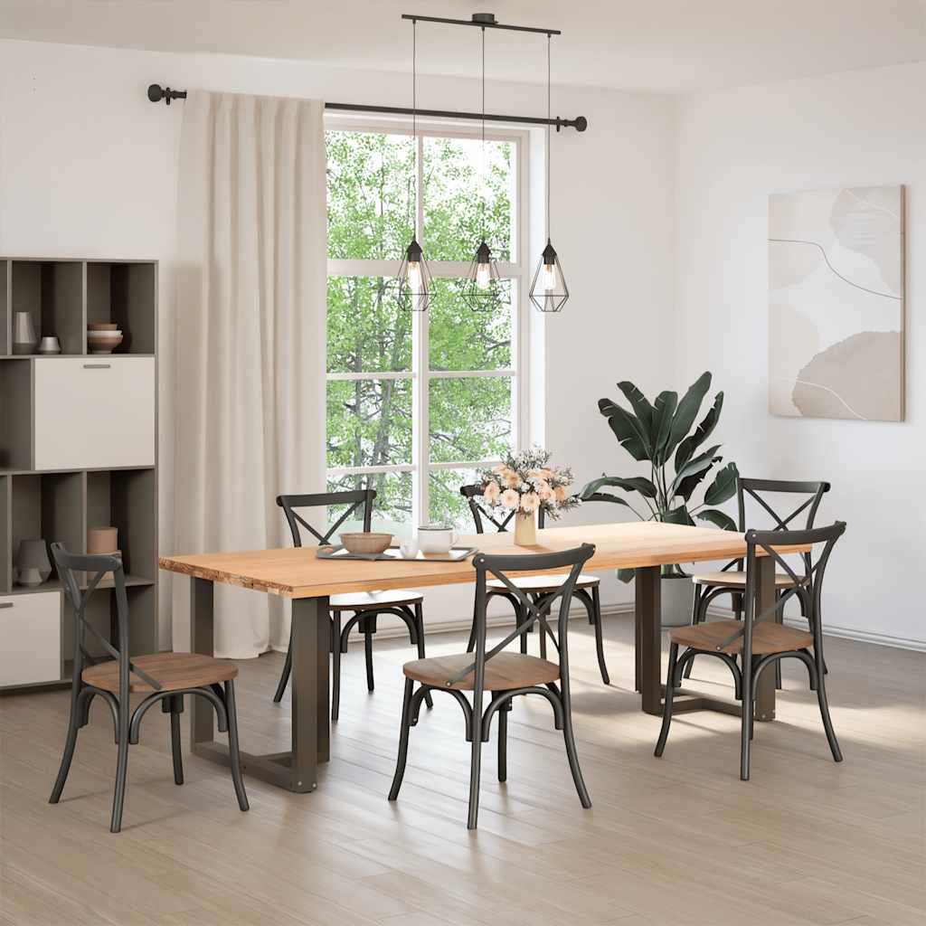 Gambe per tavolo da pranzo a forma di T 2 pz nere 70x35x(72-73) cm in acciaio - homemem39