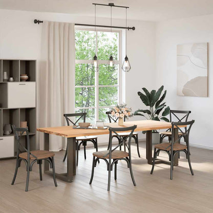 Gambe per tavolo da pranzo a forma di T 2 pz nere 70x35x(72-73) cm in acciaio - homemem39