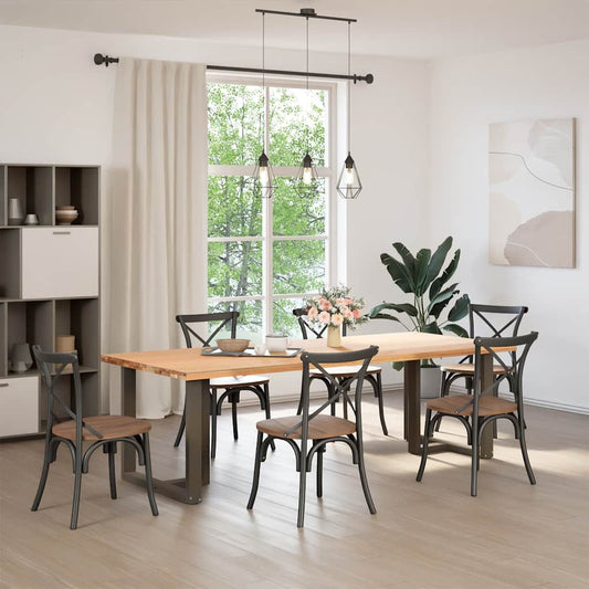Gambe per tavolo da pranzo a forma di T 2 pz nere 80x35x(72-73) cm in acciaio | homemem39
