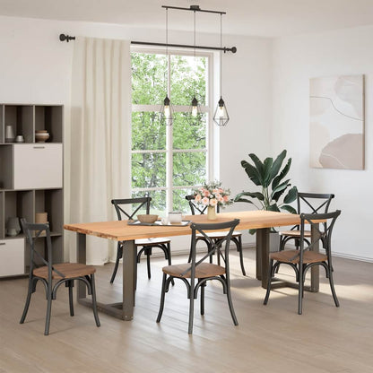 Gambe per tavolo da pranzo a forma di T 2 pz nere 90x35x(72-73) cm in acciaio