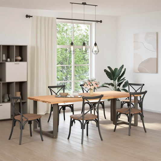 Gambe per tavolo da pranzo a forma di T 2 pz nere 90x35x(72-73) cm in acciaio