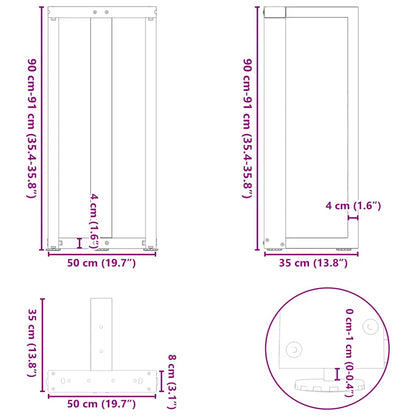 Gambe per tavolo da bar forma T 2 pz bianche 50x35x(90-91) cm