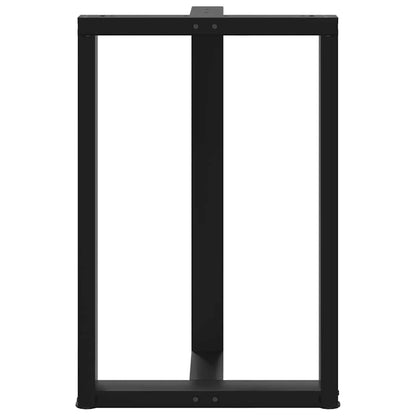 Gambe Tavolo Bar a Forma T 2 pz Nero 60x35x(91-92) cm Acciaio