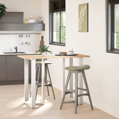 Gambe per tavolo da bar forma T 2 pz bianche 60x35x(100-101) cm