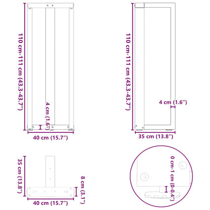 Gambe tavolo da bar forma T 2 pz Antracite 40x35x(110-111) cm