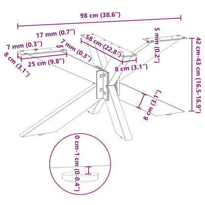 Gamba per tavolino da caffè a forma di ragno nera 98x58x(42-43) cm in acciaio | homemem39