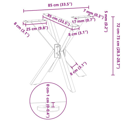 Gamba per Tavolo da Pranzo a Forma di Ragno Antracite 85x85x(72-73) cm Acciaio