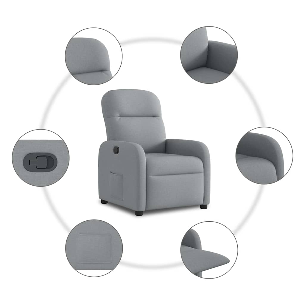 Poltrona Reclinabile in Tessuto Grigio Chiaro | homemem39