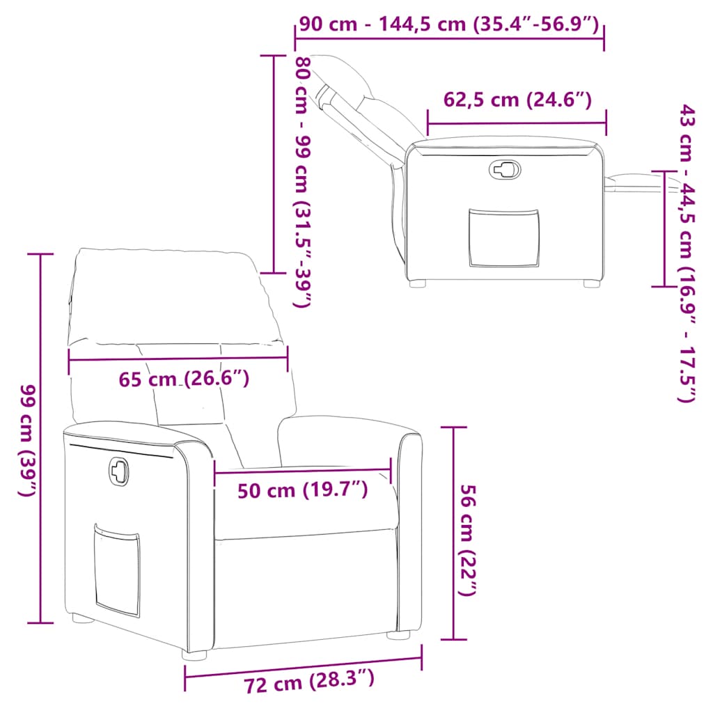 Poltrona Reclinabile in Tessuto Grigio Scuro - homemem39