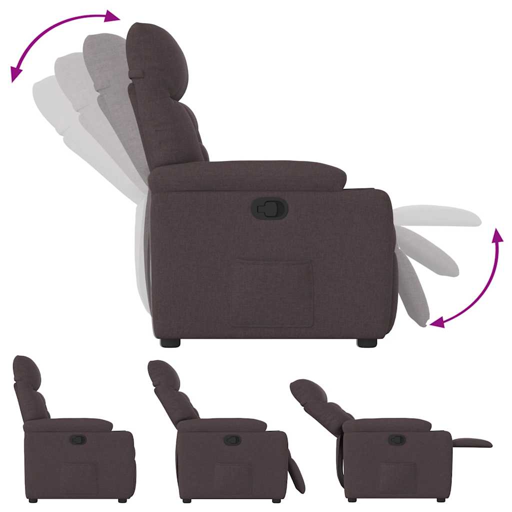 Poltrona Reclinabile Marrone Scuro in Tessuto - homemem39