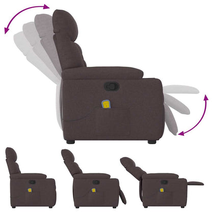 Poltrona Massaggiante Reclinabile Marrone Scuro in Tessuto - homemem39