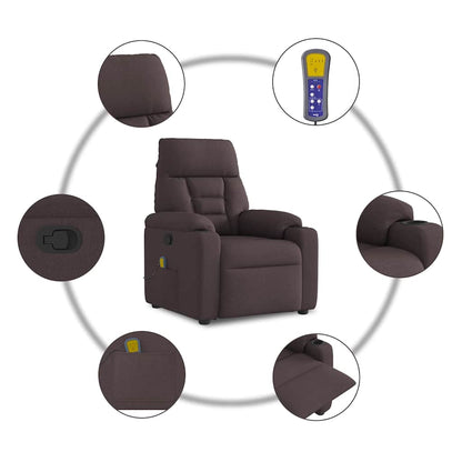 Poltrona Massaggiante Reclinabile Marrone Scuro in Tessuto - homemem39