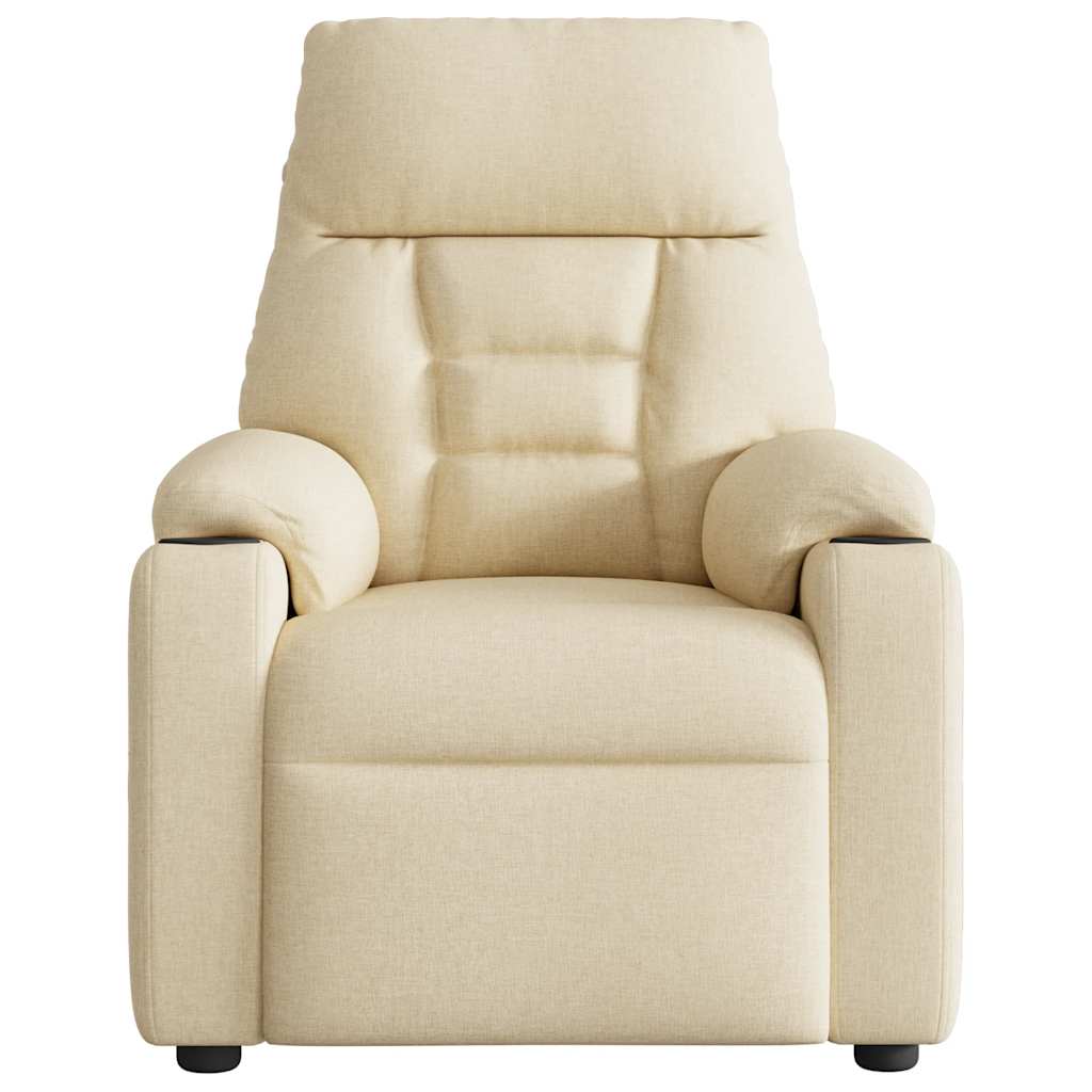 Poltrona Massaggiante Reclinabile Crema in Tessuto - homemem39