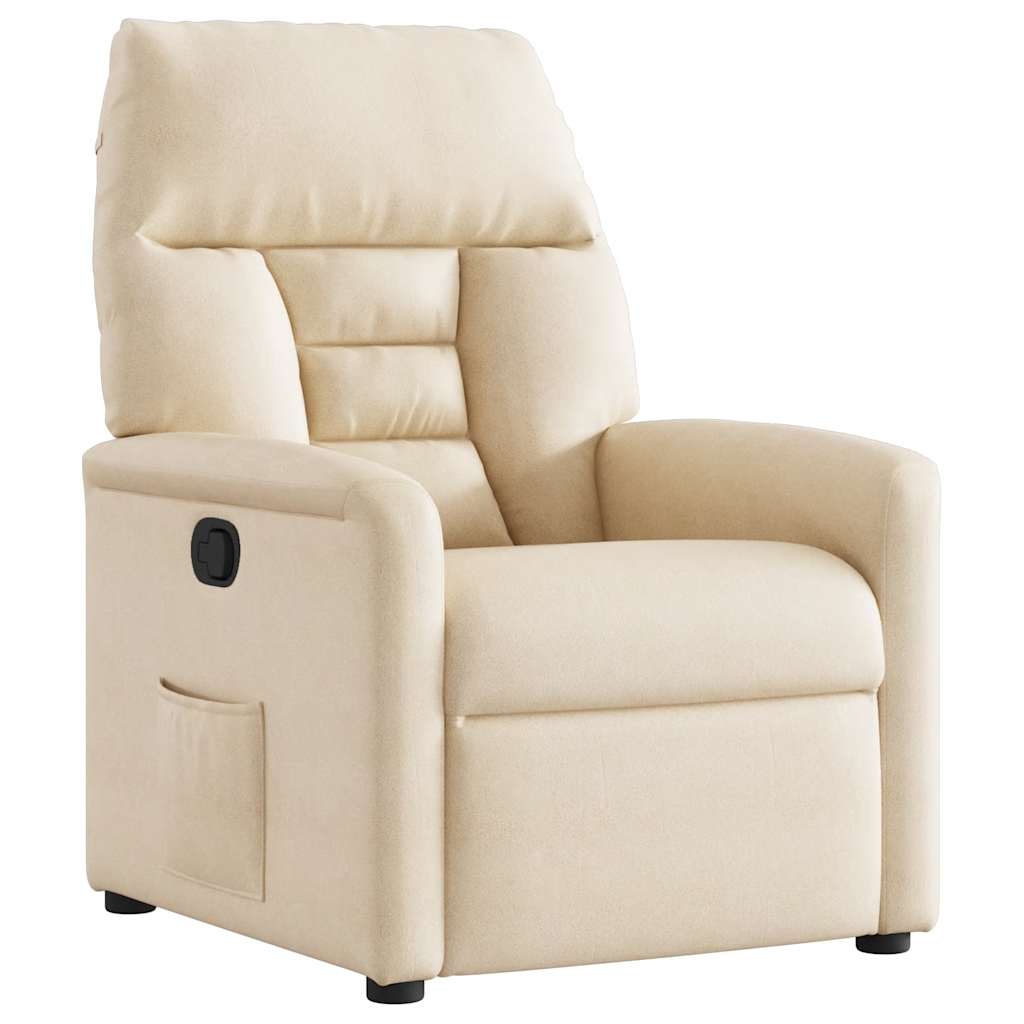 Poltrona Reclinabile Beige in Tessuto di Microfibra