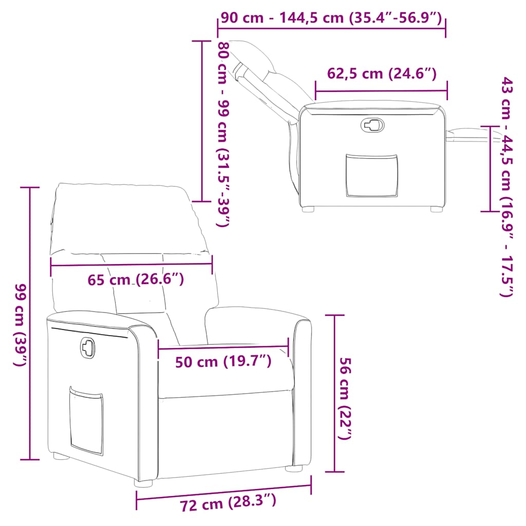 Poltrona Reclinabile Beige in Tessuto di Microfibra - homemem39