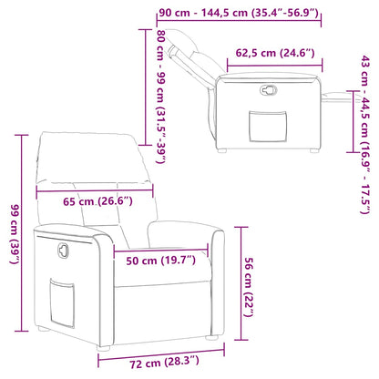 Poltrona Reclinabile Beige in Tessuto di Microfibra - homemem39