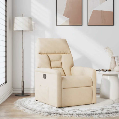 Poltrona Reclinabile Beige in Tessuto di Microfibra