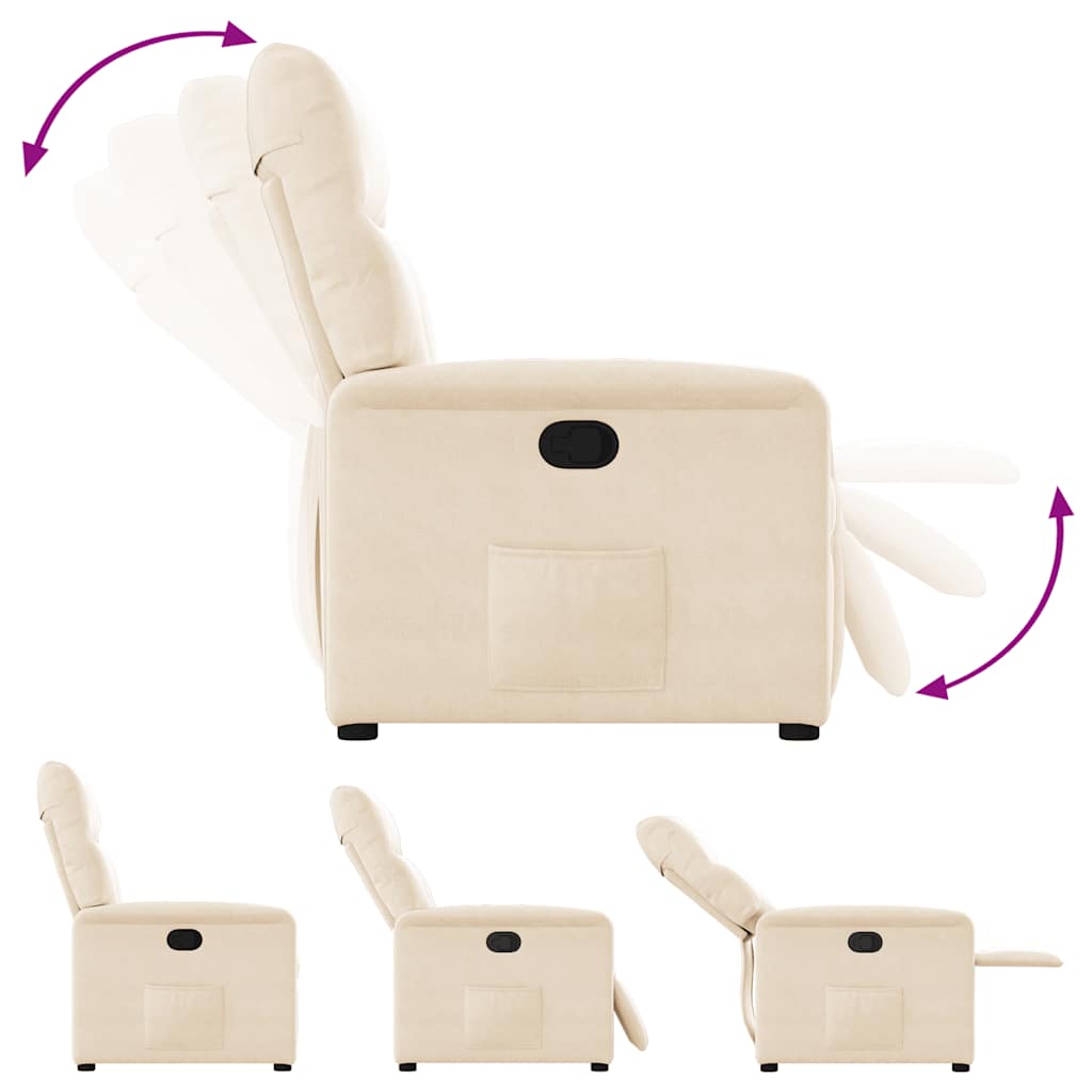 Poltrona Reclinabile Beige in Tessuto di Microfibra